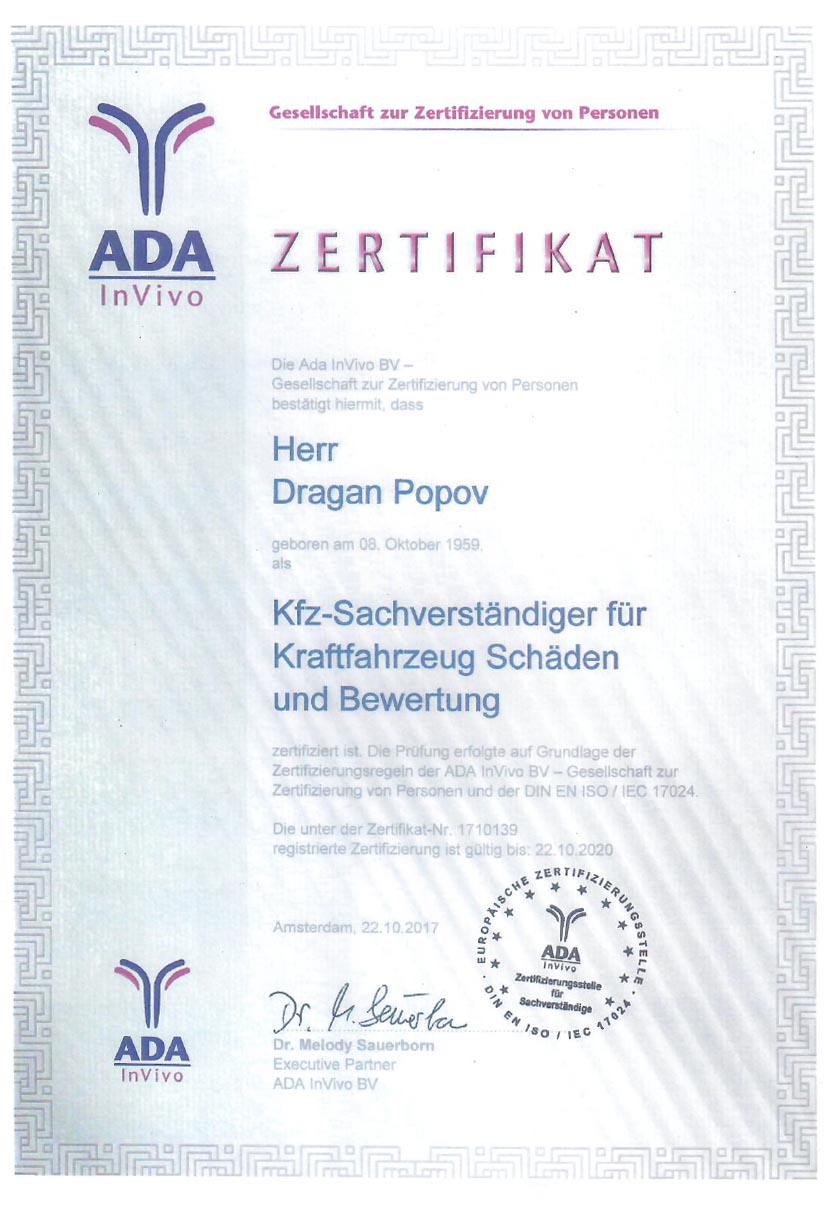 ADA Zertifikat